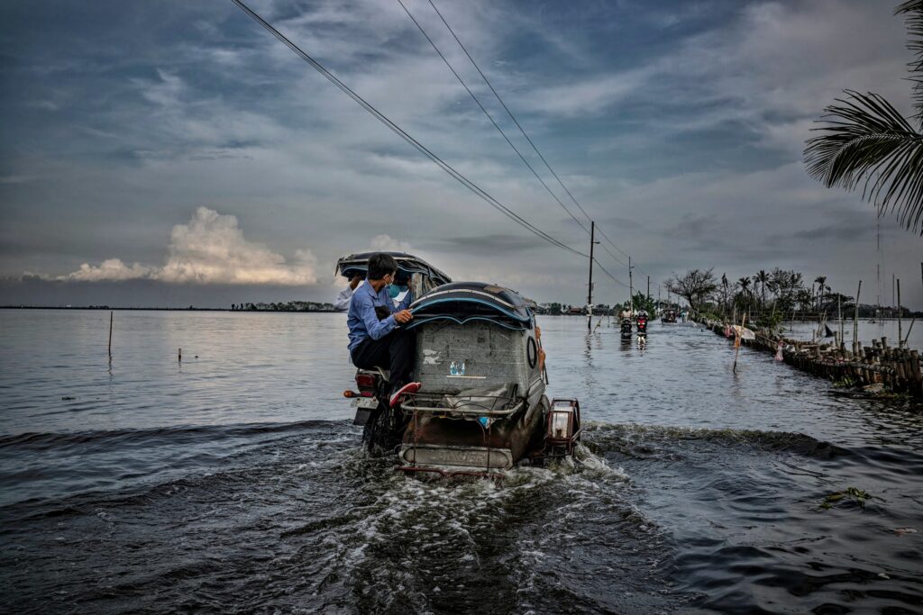 Riding this road in Bulakan during high tide is likely riding out to sea.  Credit: James Whitlow Delano