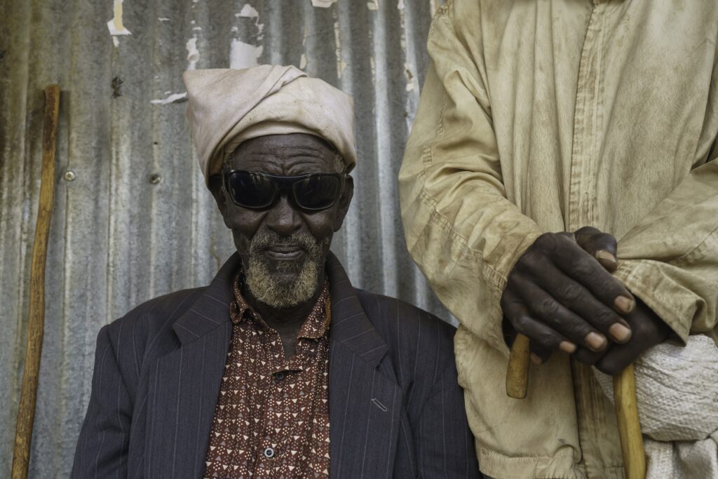 Jala Barako, 85, village elder, at a food distribution event at Toricha , Kenya. Credit: Larry Price